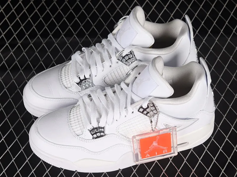 All Categories Air Jordan Jordan Series Basketball Shoes Air Jordan 4 Pure Original Version Air Jordan 4 Retro "PureMoney" AJ4 Joe 4 White Cat Full First Layer Authentic Standard 308497-100